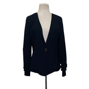 Adrianna Papell long sleeves ruched wrists one button black blazer size 6